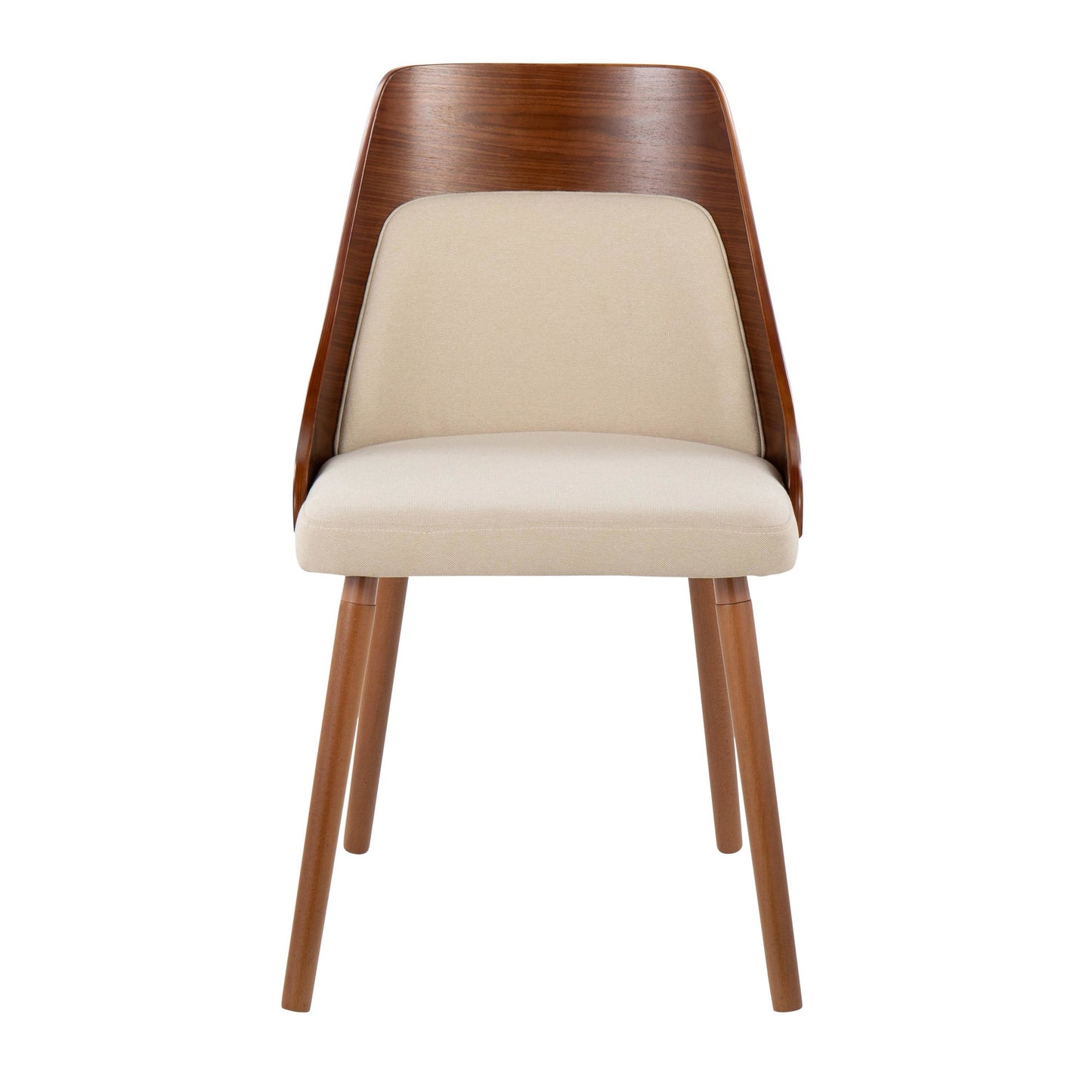 Mid-Century Modern Chair in Natural Wood and Cream Fabric by Majestic Office Furniture (Set of 2)
