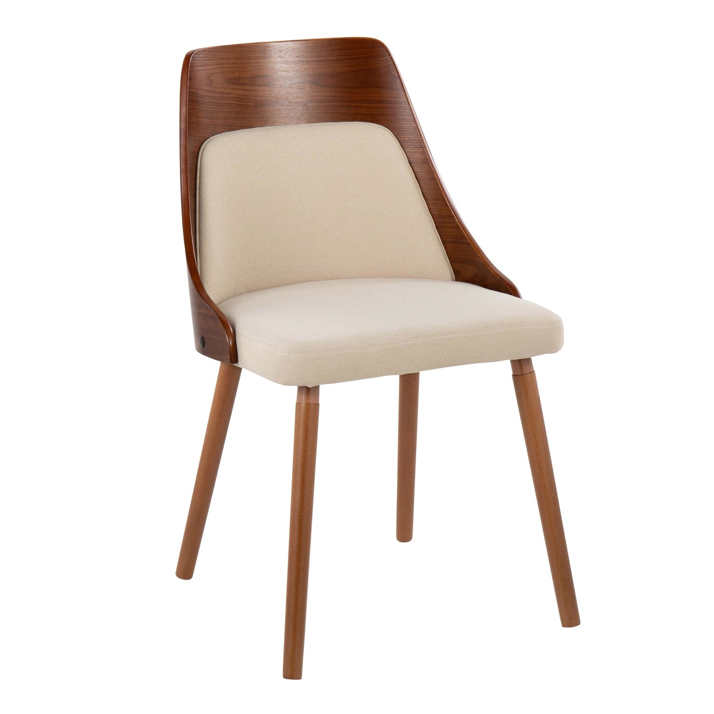 Mid-Century Modern Chair in Natural Wood and Cream Fabric by Majestic Office Furniture (Set of 2)