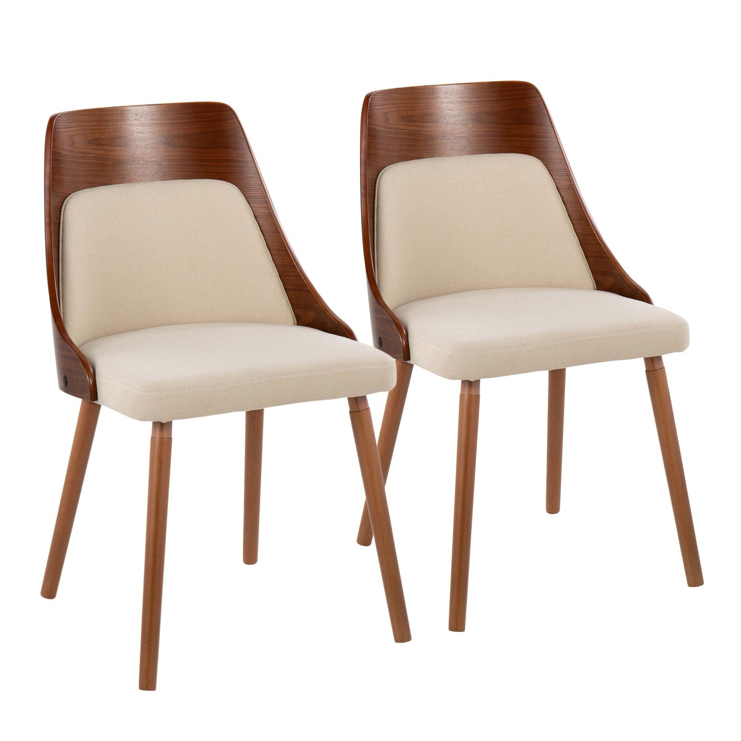 Mid-Century Modern Chair in Natural Wood and Cream Fabric by Majestic Office Furniture (Set of 2)