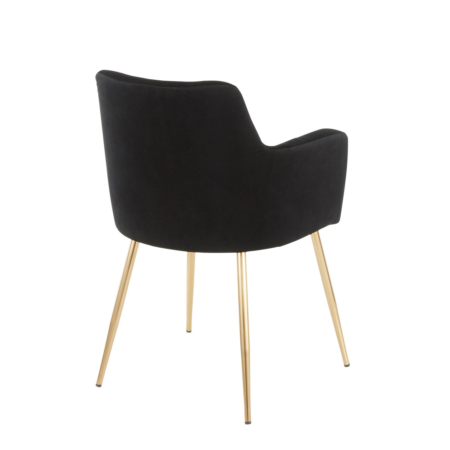 Andrew Contemporary Dining/Accent Chair in Gold Metal and Black Velvet - Set of 2