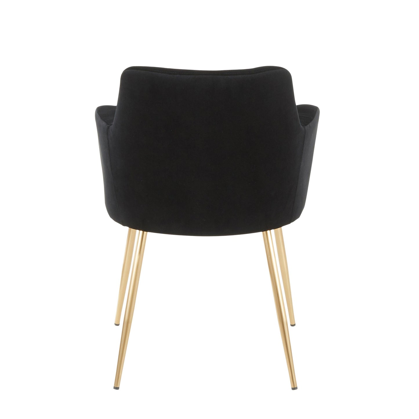 Andrew Contemporary Dining/Accent Chair in Gold Metal and Black Velvet - Set of 2