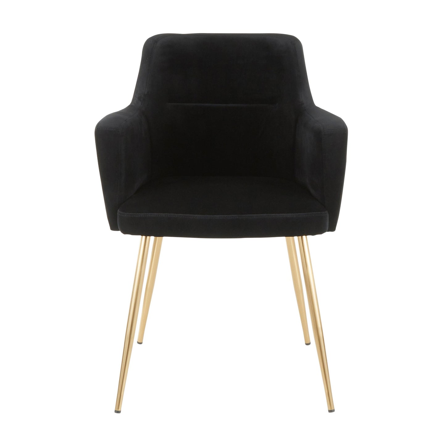 Andrew Contemporary Dining/Accent Chair in Gold Metal and Black Velvet - Set of 2