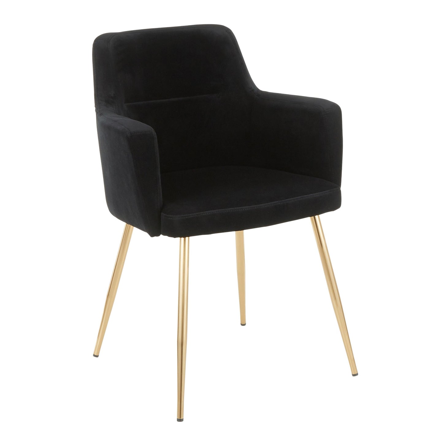 Andrew Contemporary Dining/Accent Chair in Gold Metal and Black Velvet - Set of 2