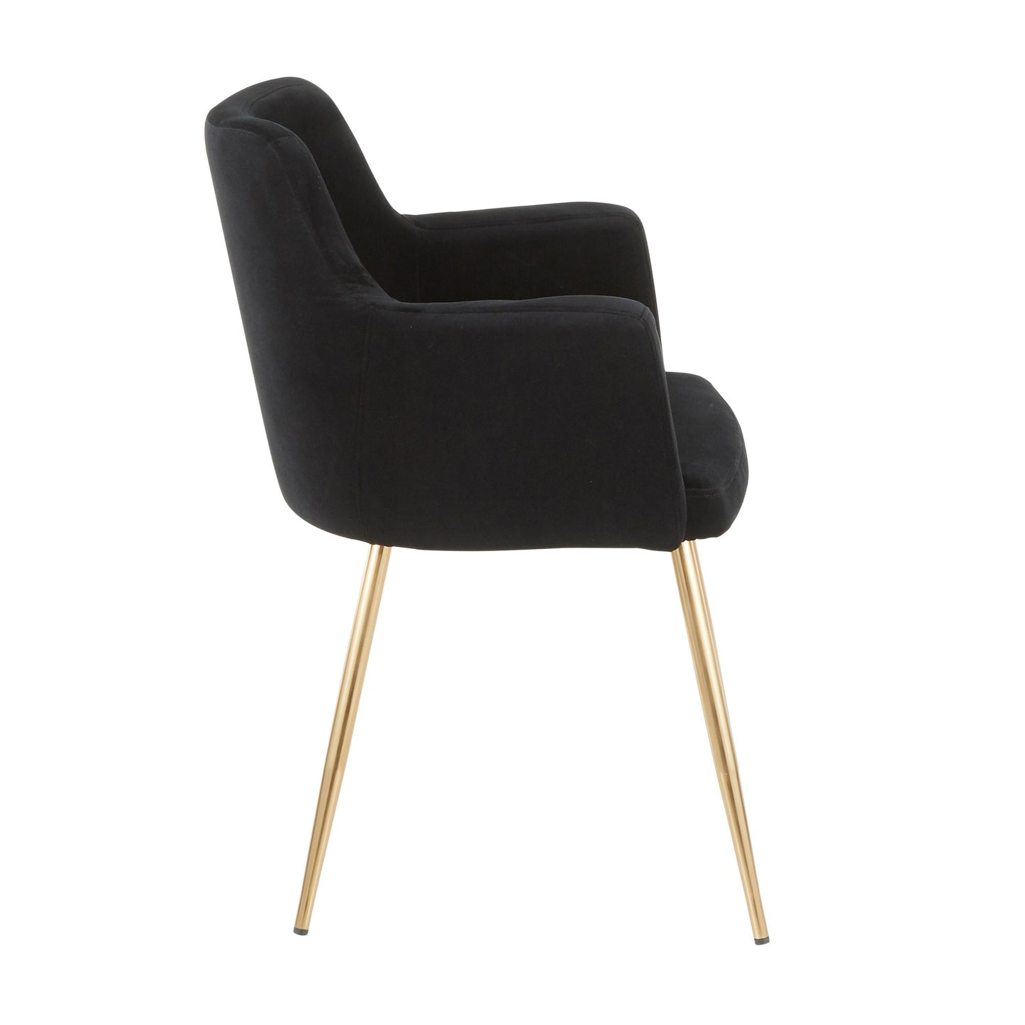 Andrew Contemporary Dining/Accent Chair in Gold Metal and Black Velvet - Set of 2