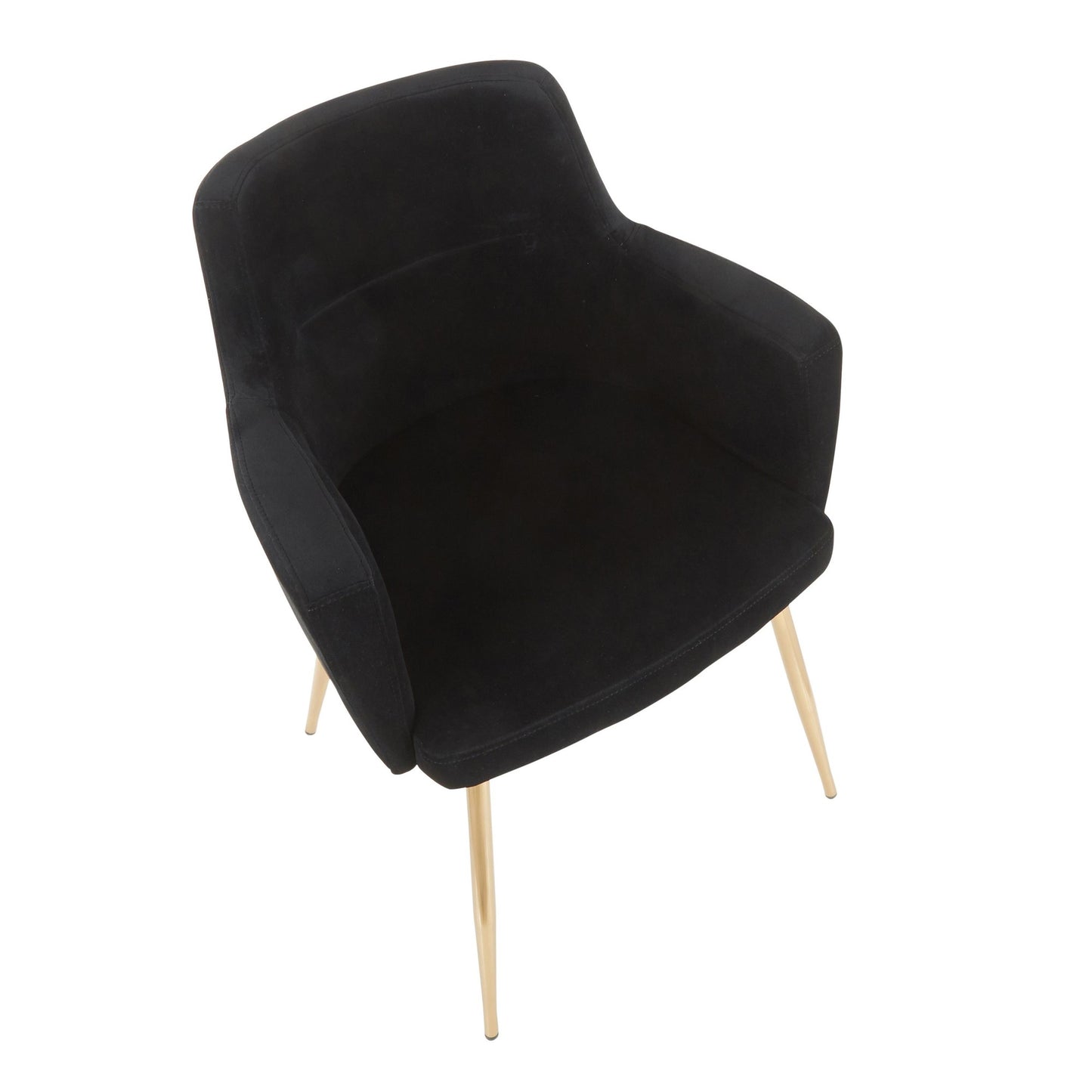 Andrew Contemporary Dining/Accent Chair in Gold Metal and Black Velvet - Set of 2