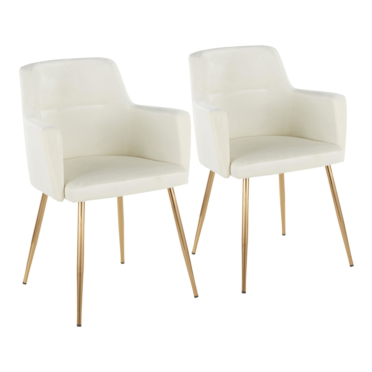 Andrew Contemporary Dining/Accent Chair in Gold Metal and Black Velvet - Set of 2