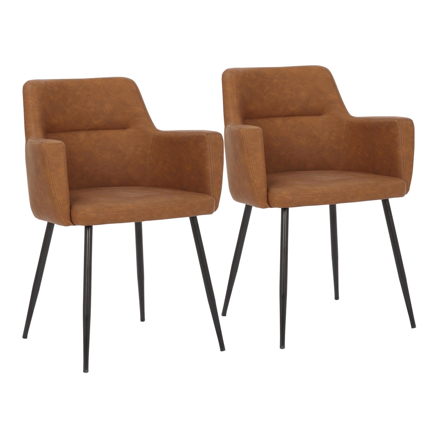 Andrew Contemporary Dining/Accent Chair in Gold Metal and Black Velvet - Set of 2