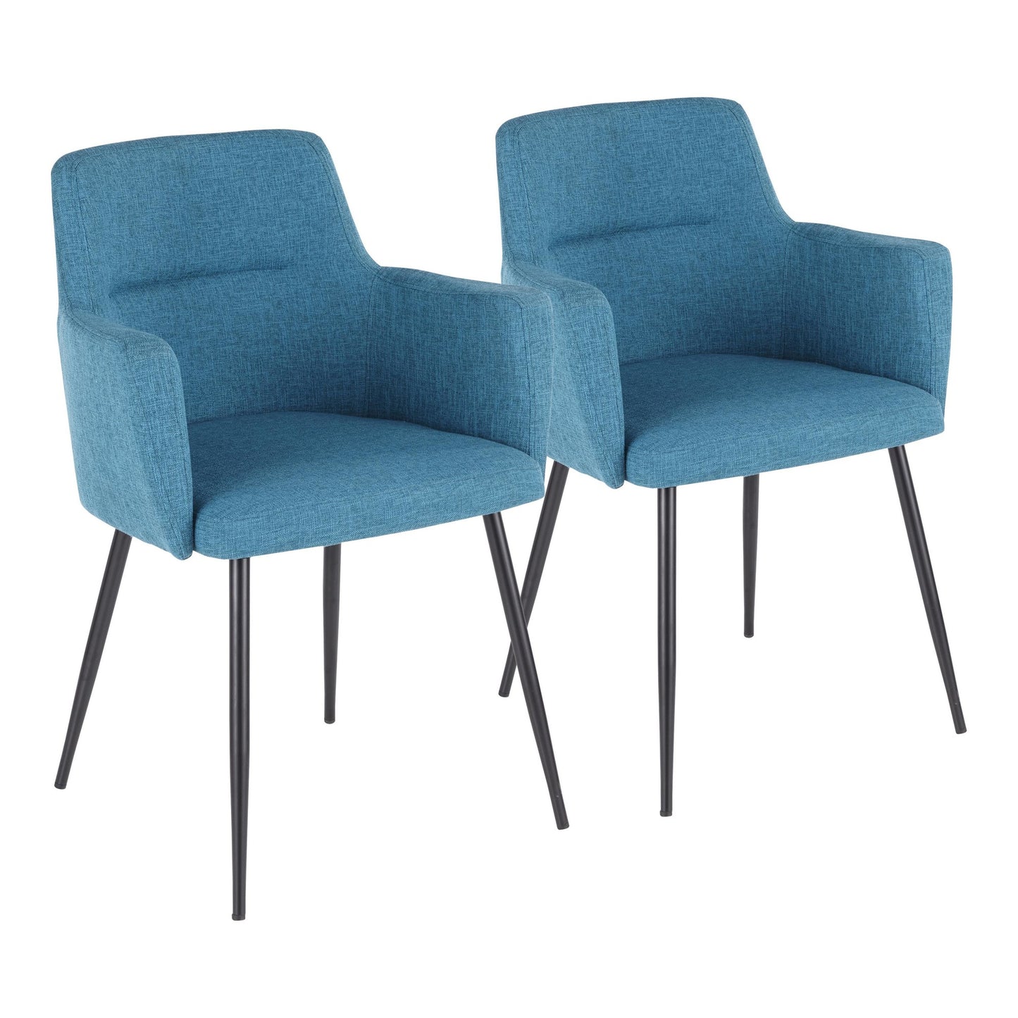 Andrew Contemporary Dining/Accent Chair in Gold Metal and Black Velvet - Set of 2