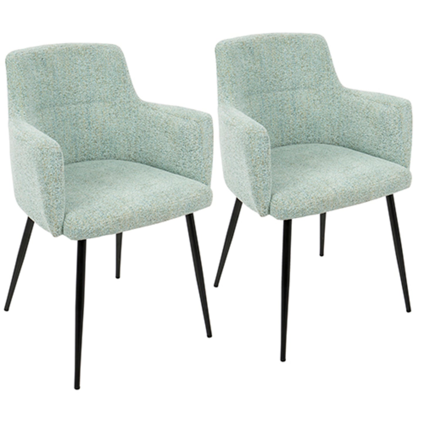 Andrew Contemporary Dining/Accent Chair in Gold Metal and Black Velvet - Set of 2