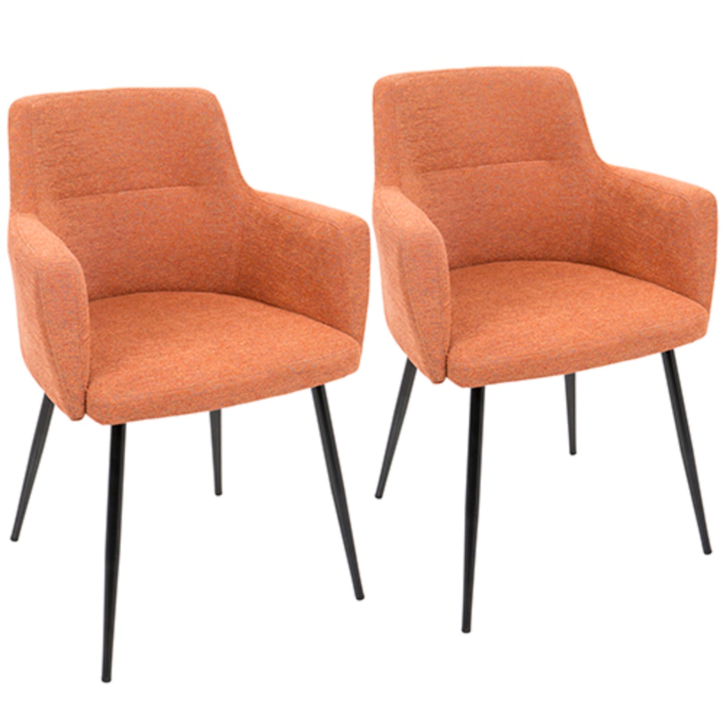 Andrew Contemporary Dining/Accent Chair in Gold Metal and Black Velvet - Set of 2
