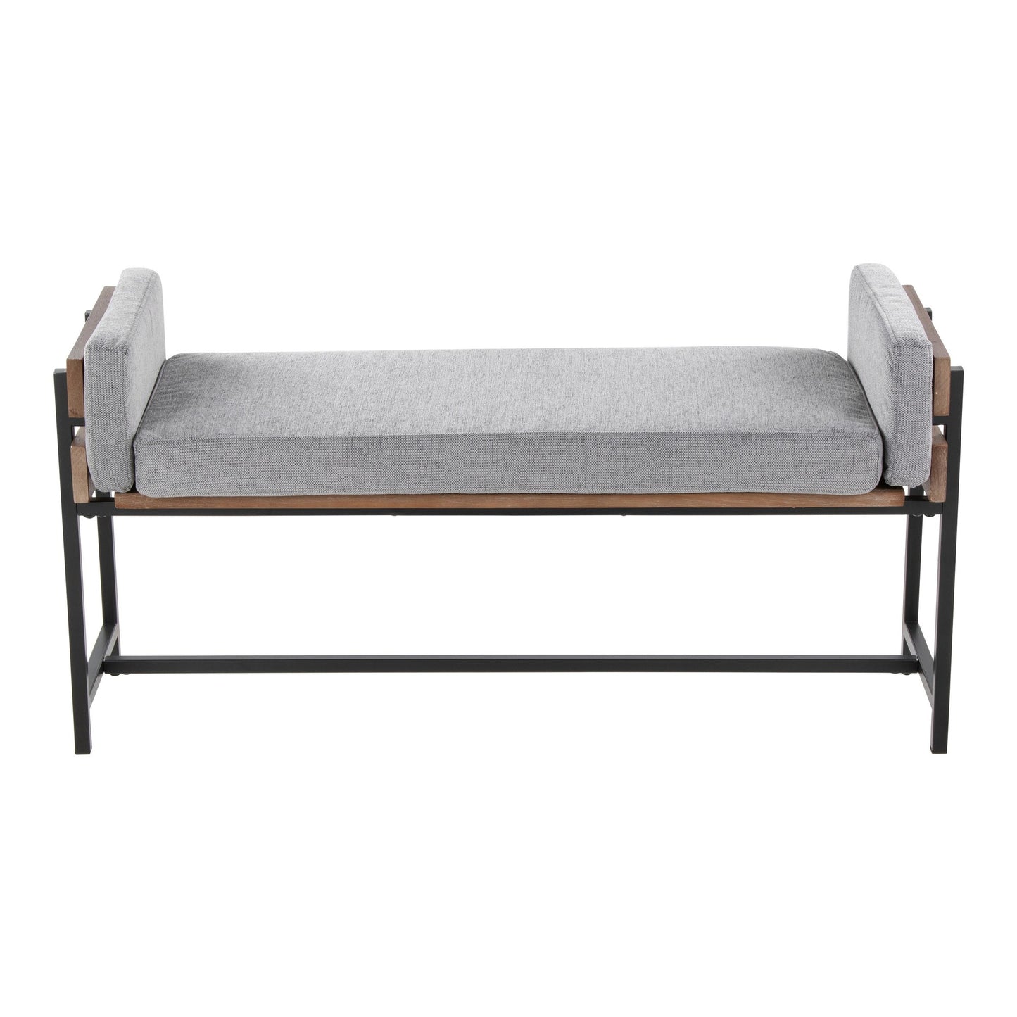 Majestic Office Furniture 18" Farmhouse Bench with Black Metal, Brown Wood and Cream Fabric