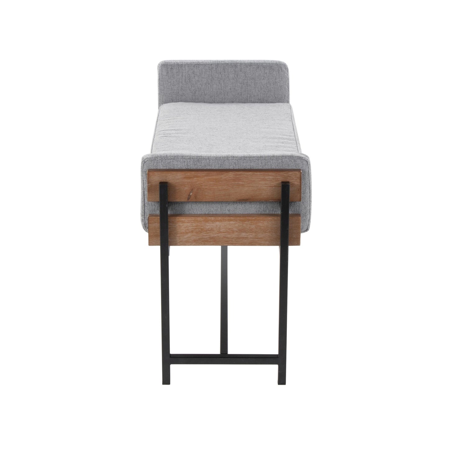 Majestic Office Furniture 18" Farmhouse Bench with Black Metal, Brown Wood and Cream Fabric