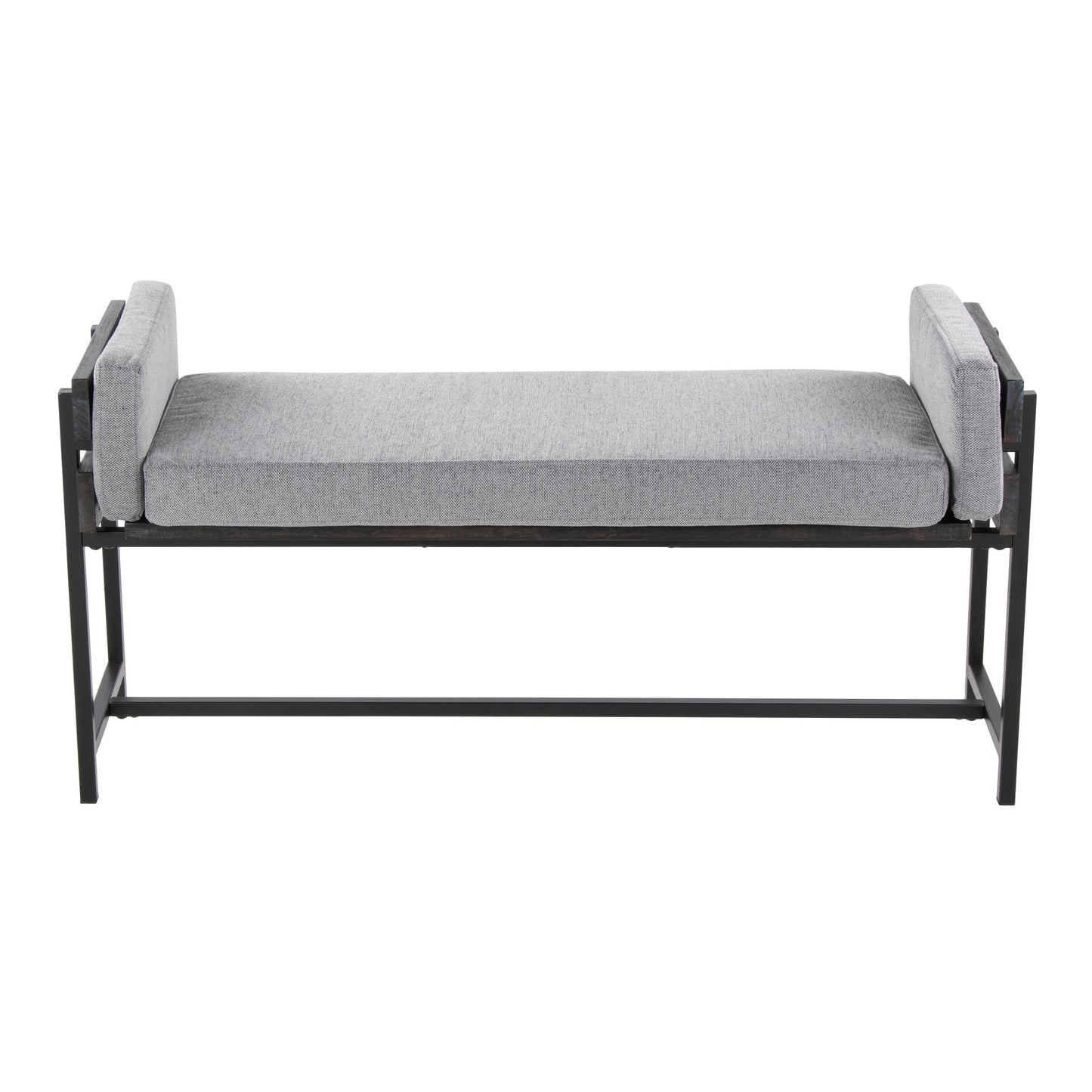 Majestic Office Furniture 18" Farmhouse Bench with Black Metal, Brown Wood and Cream Fabric