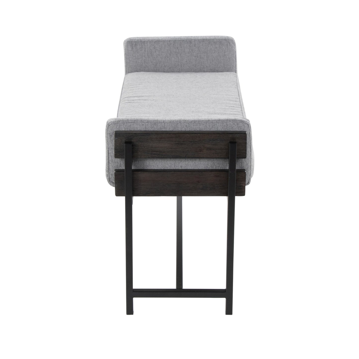Majestic Office Furniture 18" Farmhouse Bench with Black Metal, Brown Wood and Cream Fabric