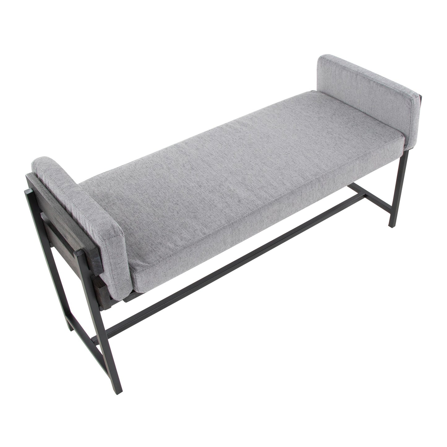 Majestic Office Furniture 18" Farmhouse Bench with Black Metal, Brown Wood and Cream Fabric