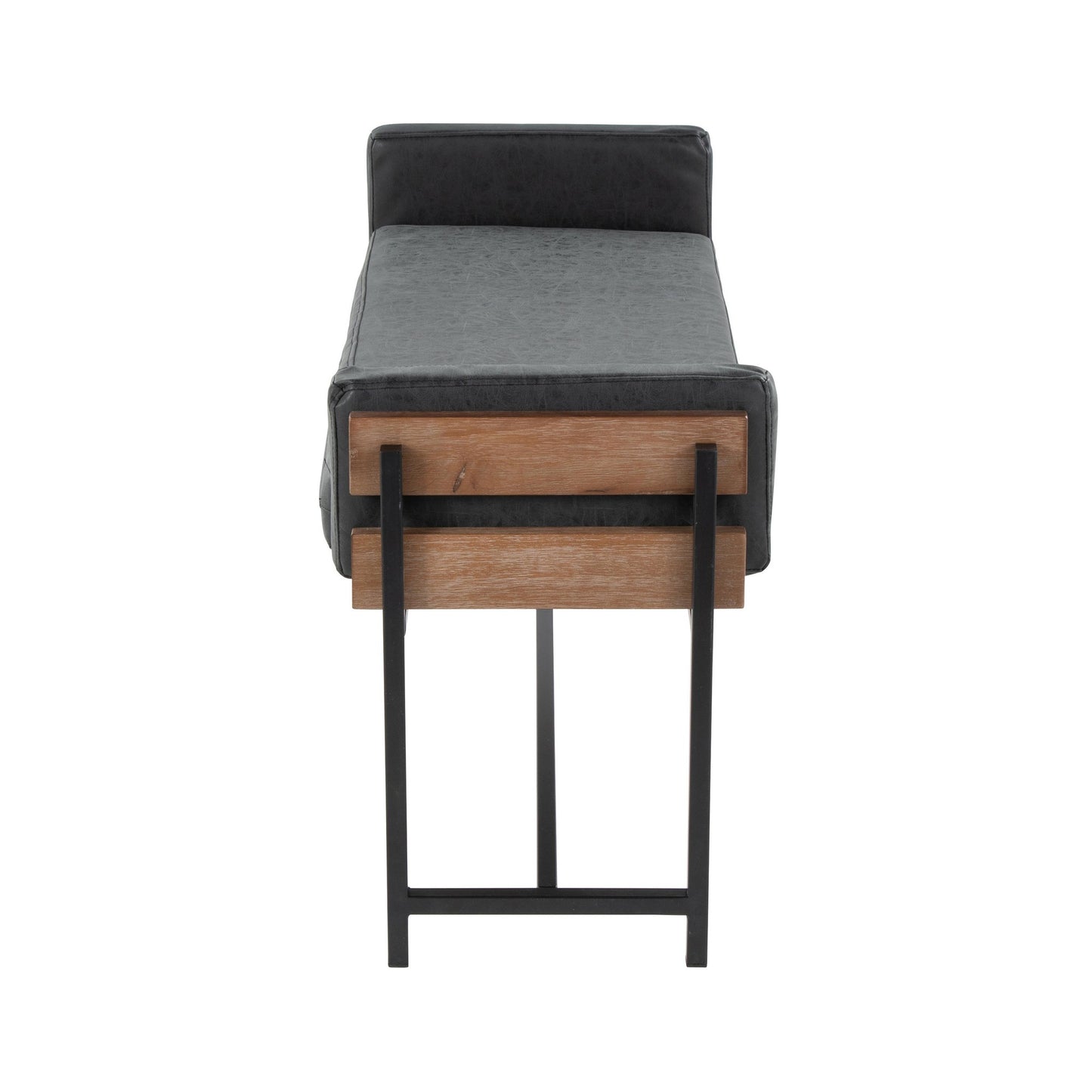 Majestic Office Furniture 18" Farmhouse Bench with Black Metal, Brown Wood and Cream Fabric