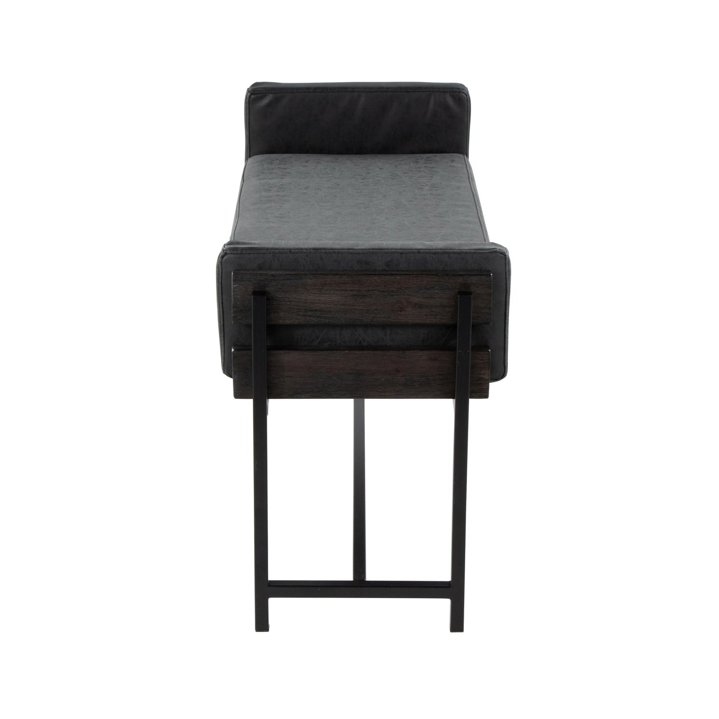 Majestic Office Furniture 18" Farmhouse Bench with Black Metal, Brown Wood and Cream Fabric