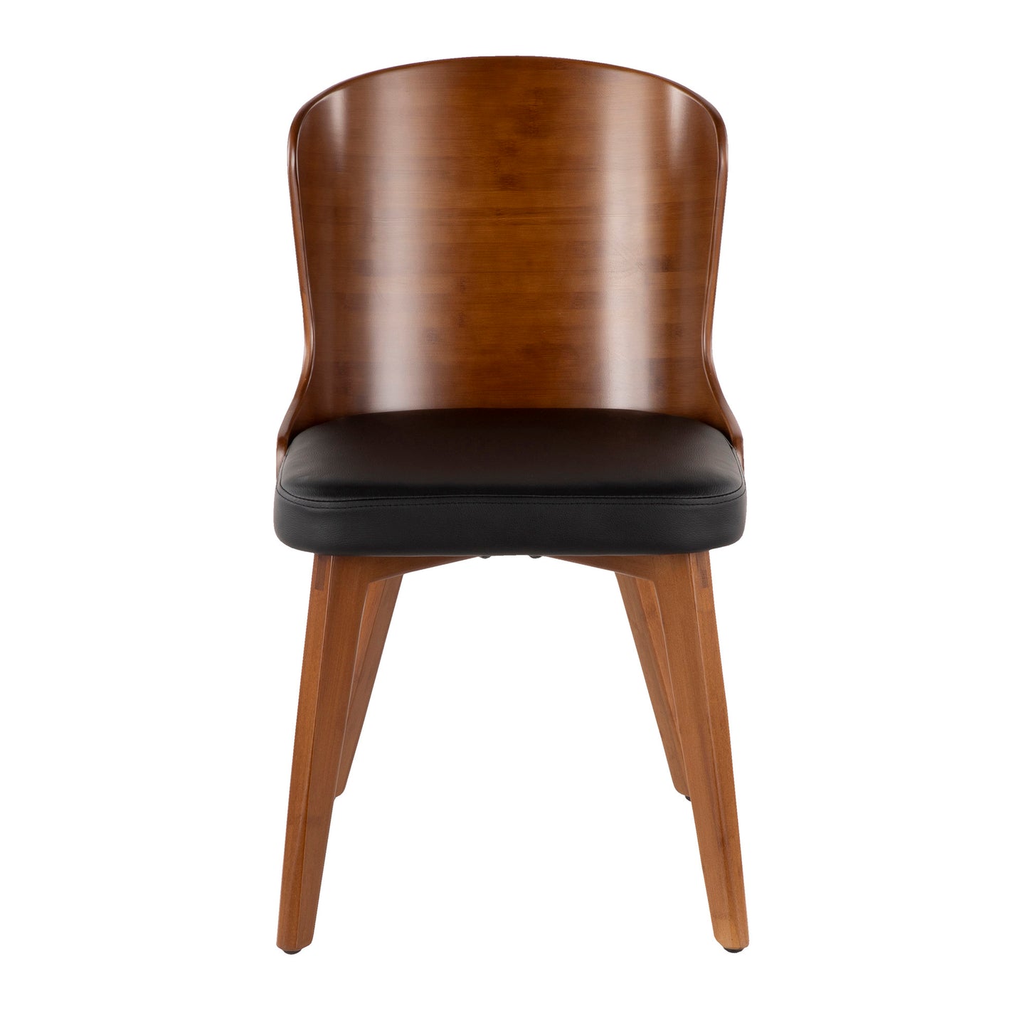 Majestic Office Furniture Mid-Century Chair in Walnut and Black Faux Leather