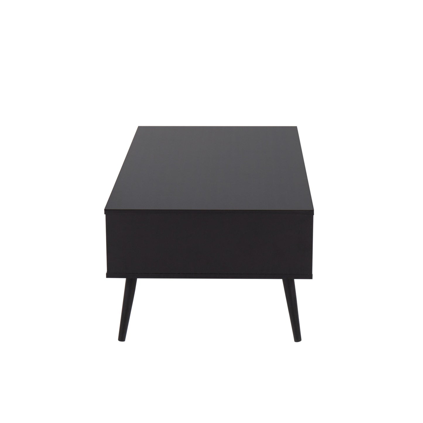 Majestic Office Furniture Bora Contemporary Coffee Table in Black Wood with Rattan Accents