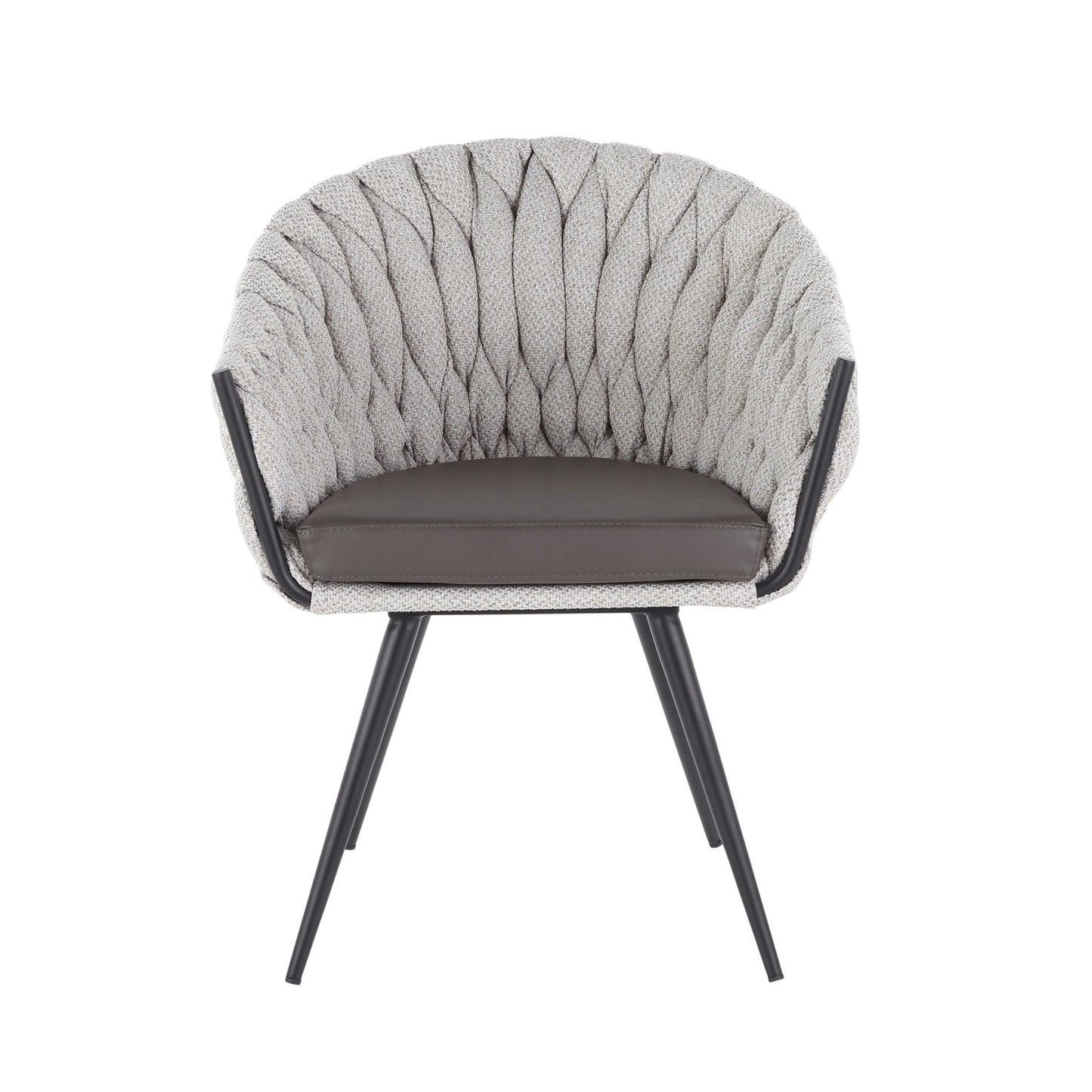 Majestic Office Furniture Matisse Contemporary Chair in Black Metal with Grey Faux Leather and Blue Fabric