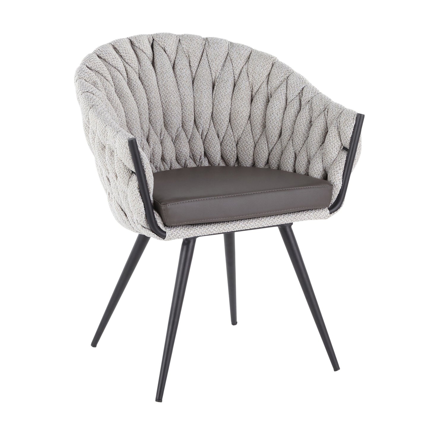 Majestic Office Furniture Matisse Contemporary Chair in Black Metal with Grey Faux Leather and Blue Fabric