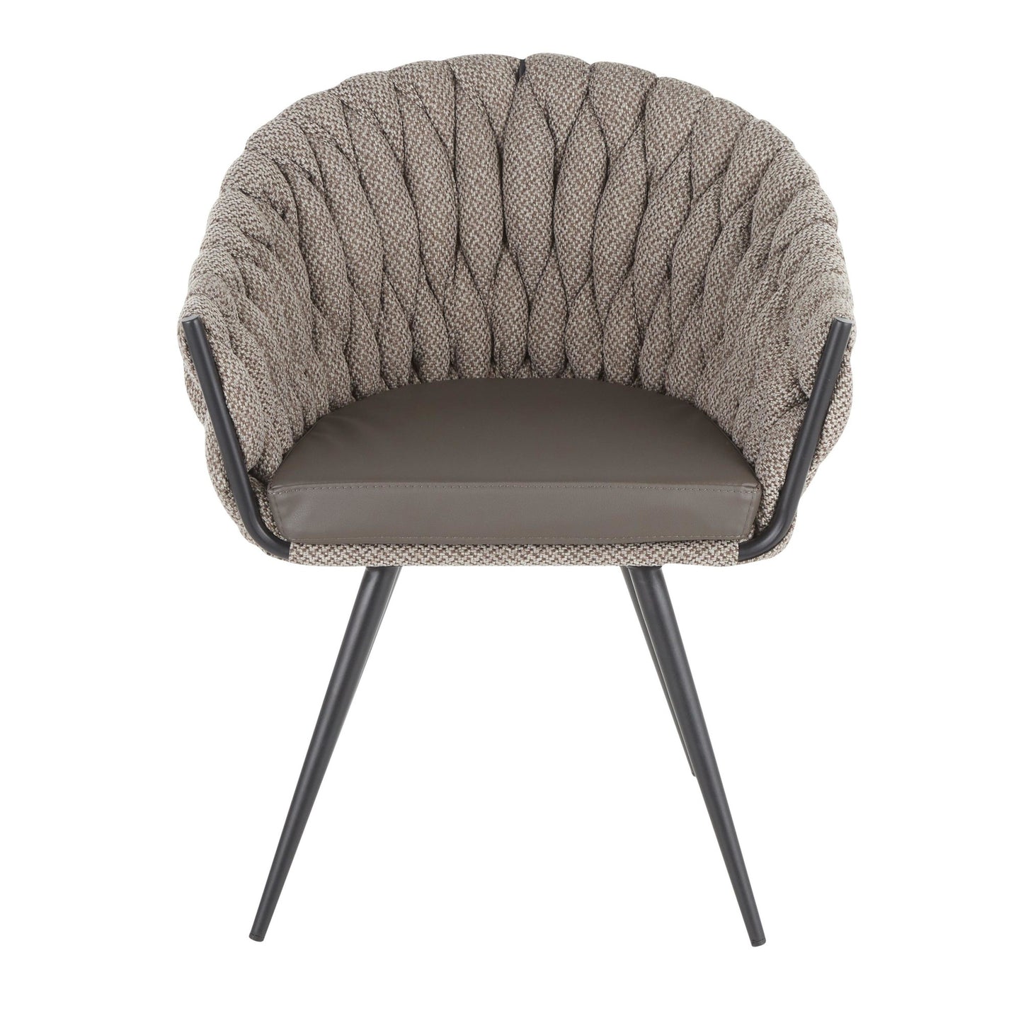 Majestic Office Furniture Matisse Contemporary Chair in Black Metal with Grey Faux Leather and Blue Fabric