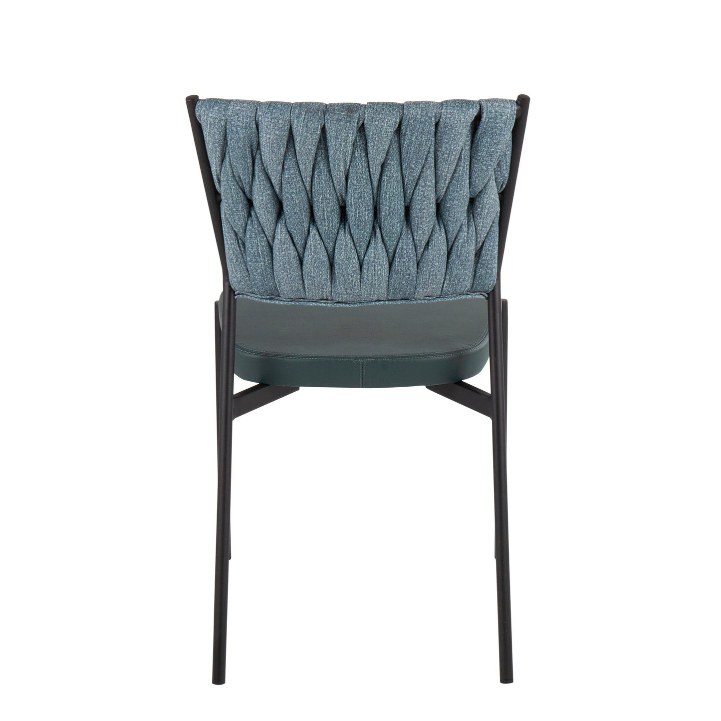 Majestic Office Furniture Tania Contemporary Chair in Black Metal, Green Faux Leather, and Sea Green Fabric - Set of 2
