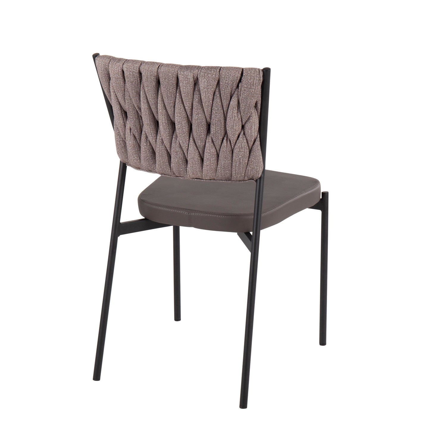 Majestic Office Furniture Tania Contemporary Chair in Black Metal, Green Faux Leather, and Sea Green Fabric - Set of 2
