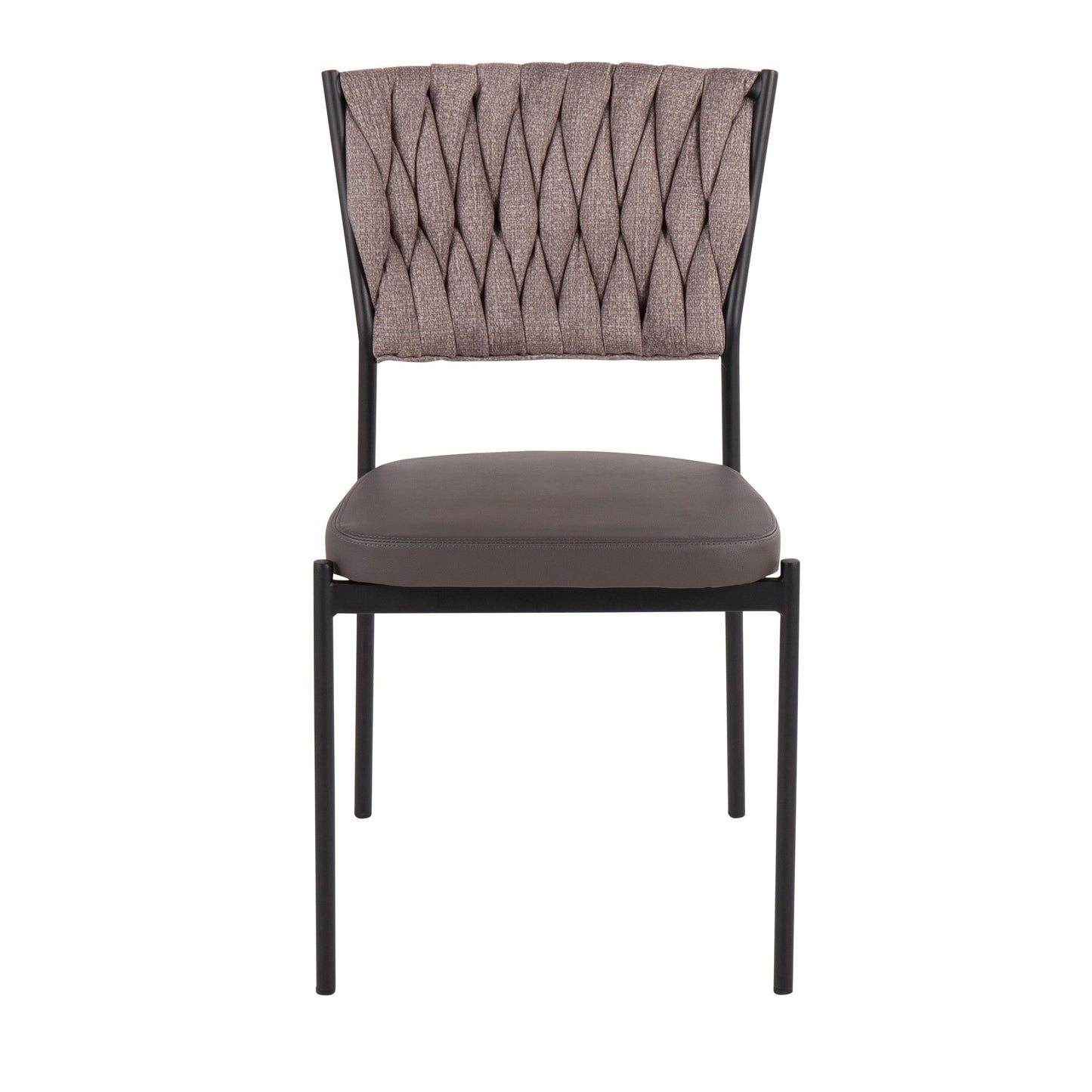 Majestic Office Furniture Tania Contemporary Chair in Black Metal, Green Faux Leather, and Sea Green Fabric - Set of 2