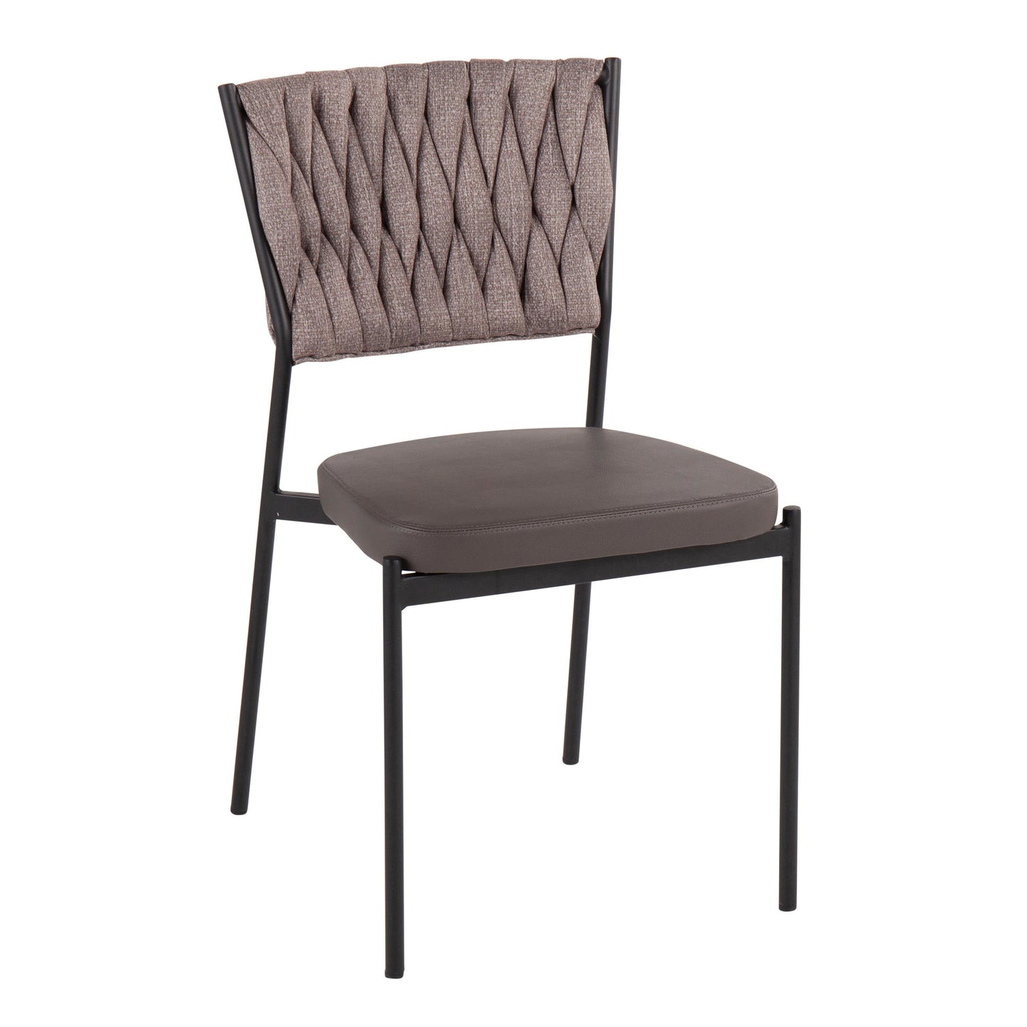 Majestic Office Furniture Tania Contemporary Chair in Black Metal, Green Faux Leather, and Sea Green Fabric - Set of 2