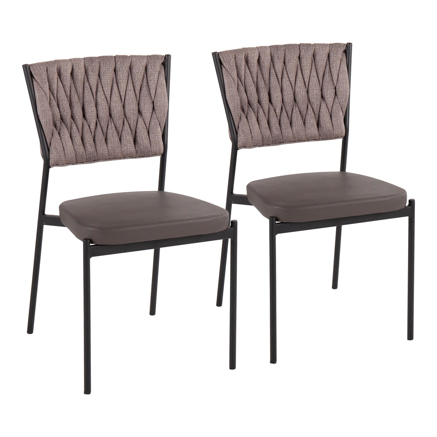 Majestic Office Furniture Tania Contemporary Chair in Black Metal, Green Faux Leather, and Sea Green Fabric - Set of 2