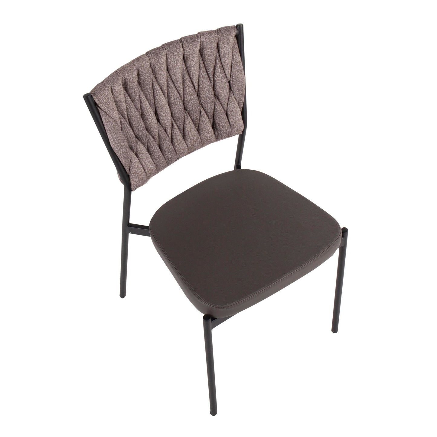 Majestic Office Furniture Tania Contemporary Chair in Black Metal, Green Faux Leather, and Sea Green Fabric - Set of 2