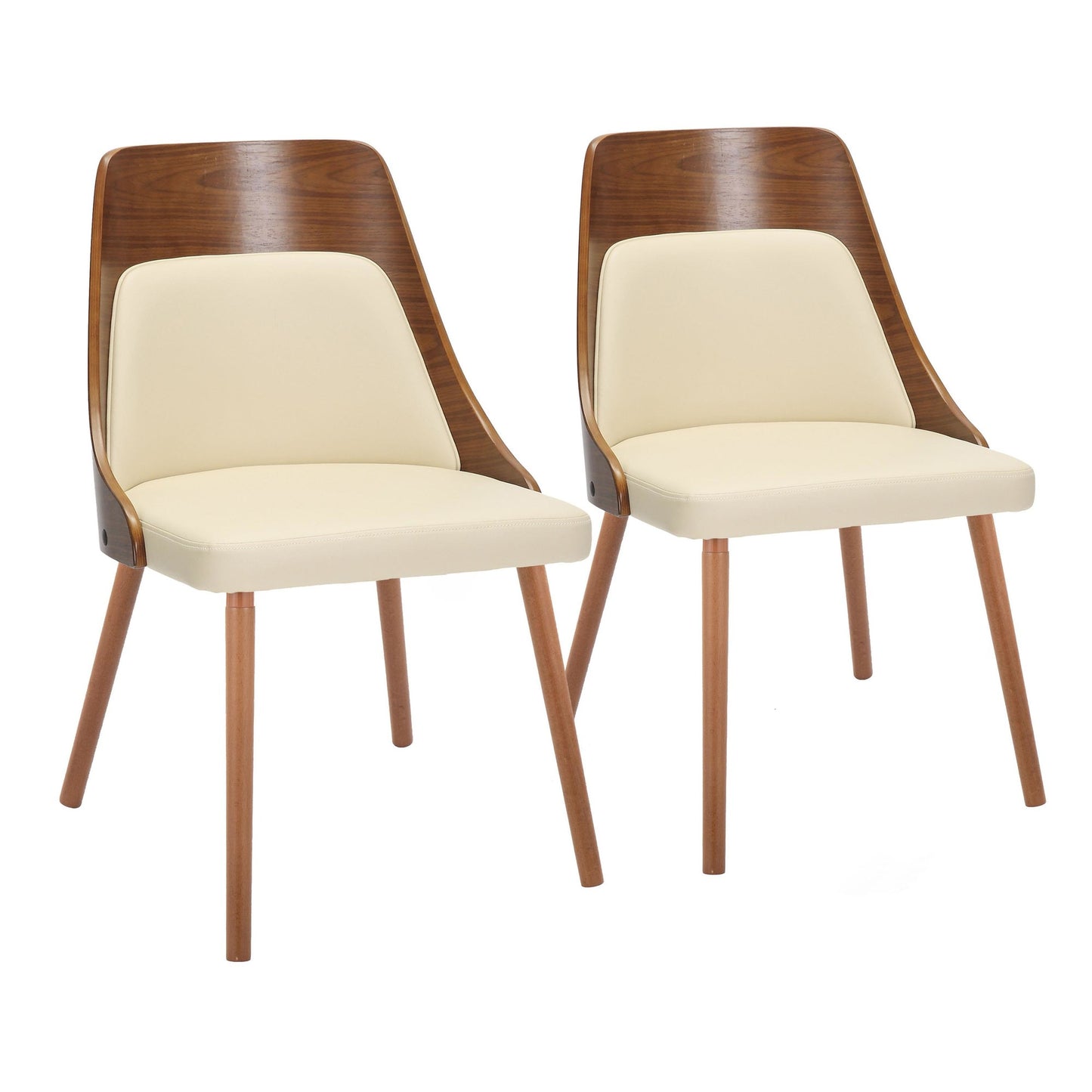 Mid-Century Modern Chair in Natural Wood and Cream Fabric by Majestic Office Furniture (Set of 2)