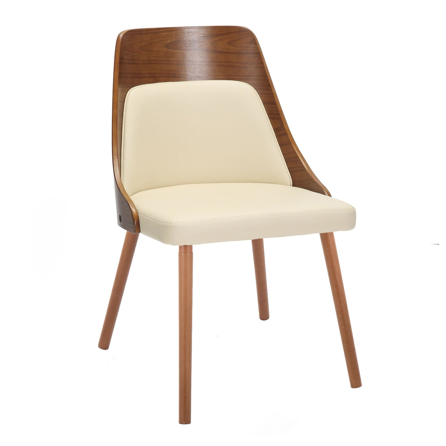 Mid-Century Modern Chair in Natural Wood and Cream Fabric by Majestic Office Furniture (Set of 2)