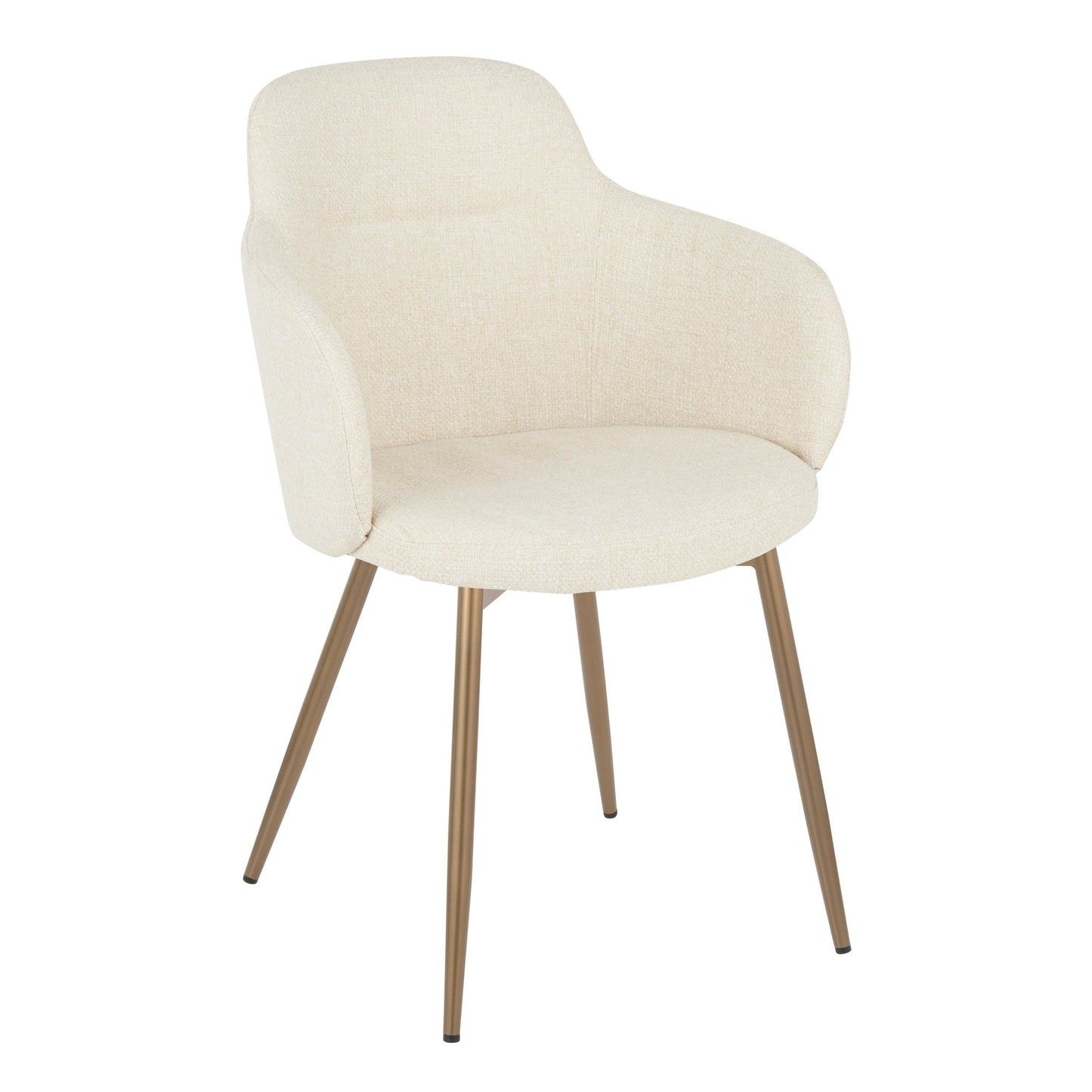 Majestic Office Furniture Contemporary Accent Chair in Antique Copper Metal and Cream Fabric - Set of 2