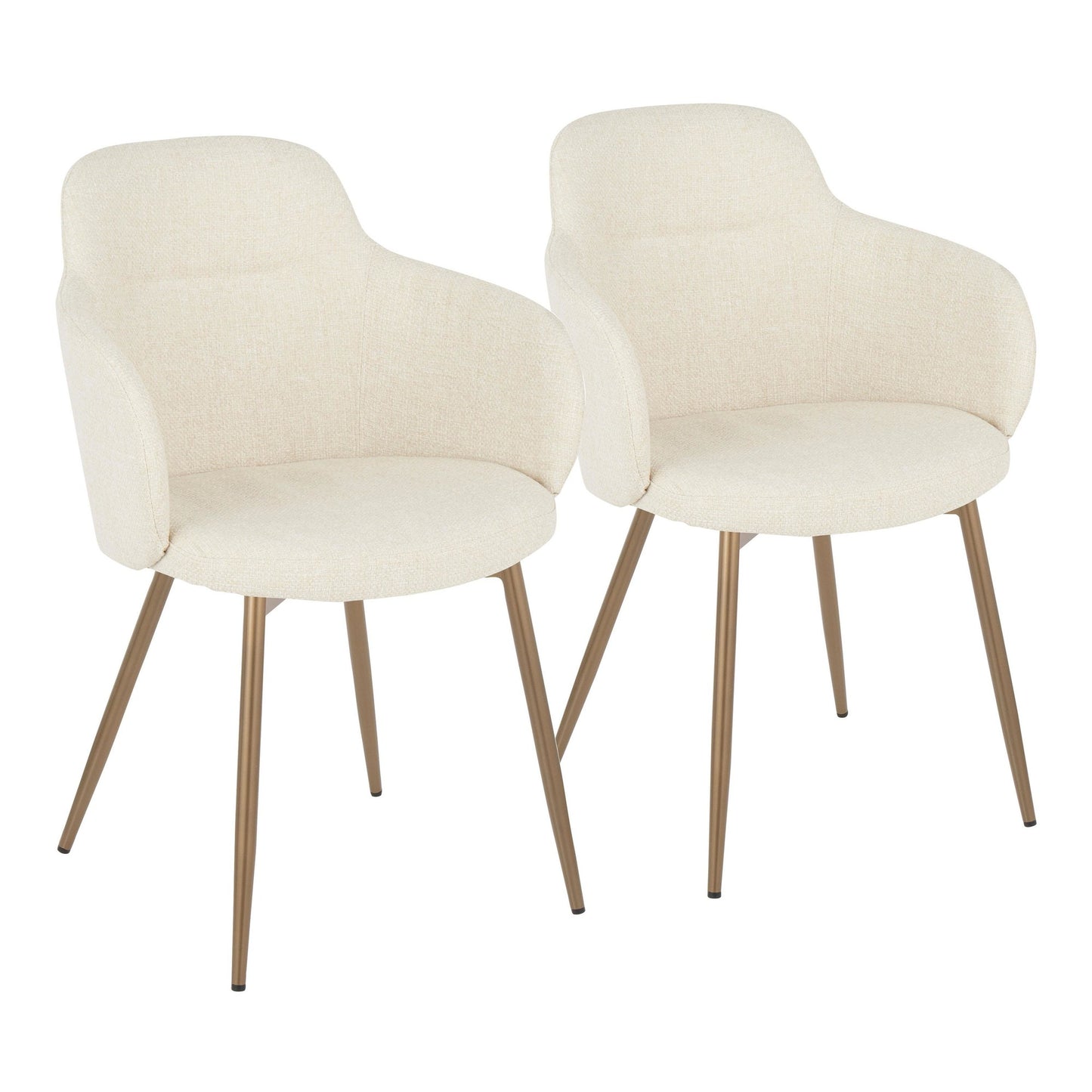 Majestic Office Furniture Contemporary Accent Chair in Antique Copper Metal and Cream Fabric - Set of 2