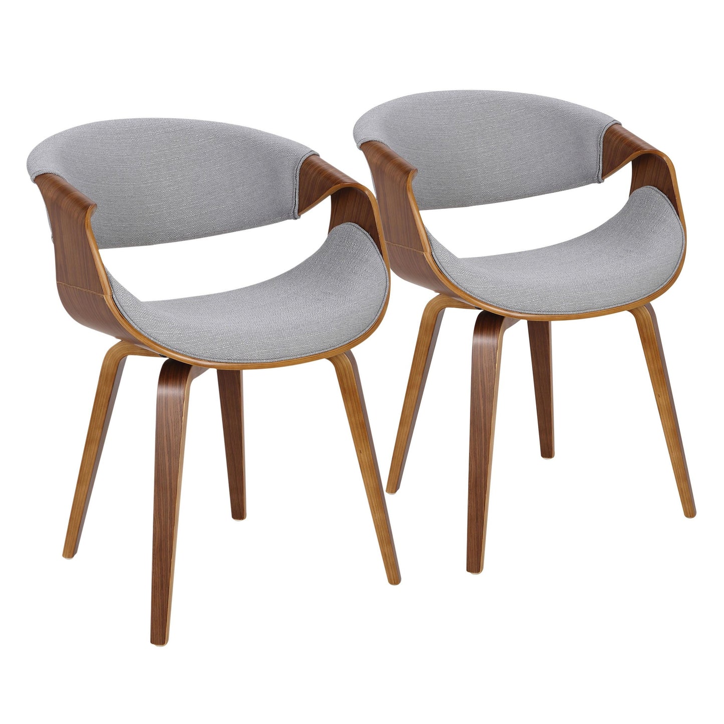 Mid-Century Modern Dining/Accent Chair in Walnut Wood and Charcoal Fabric by Majestic Office Furniture - Set of 2