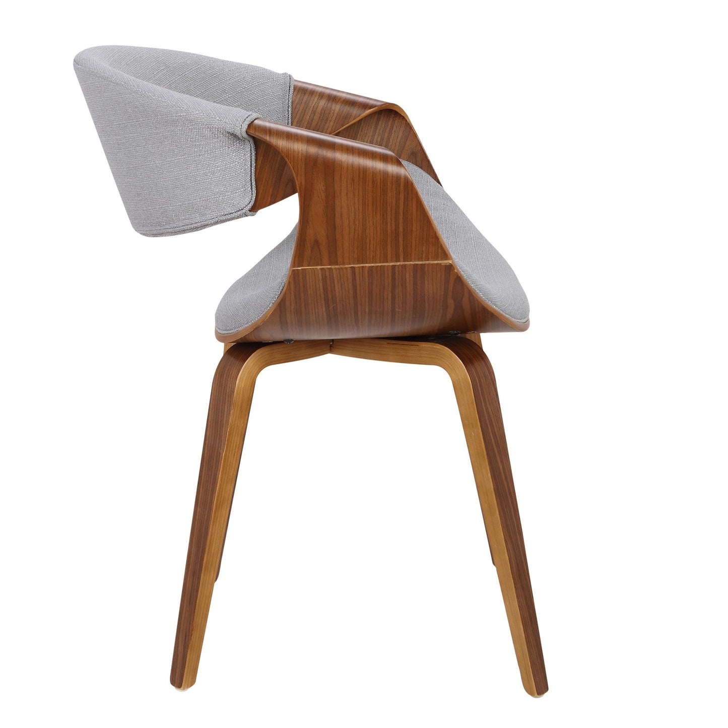 Mid-Century Modern Dining/Accent Chair in Walnut Wood and Charcoal Fabric by Majestic Office Furniture - Set of 2