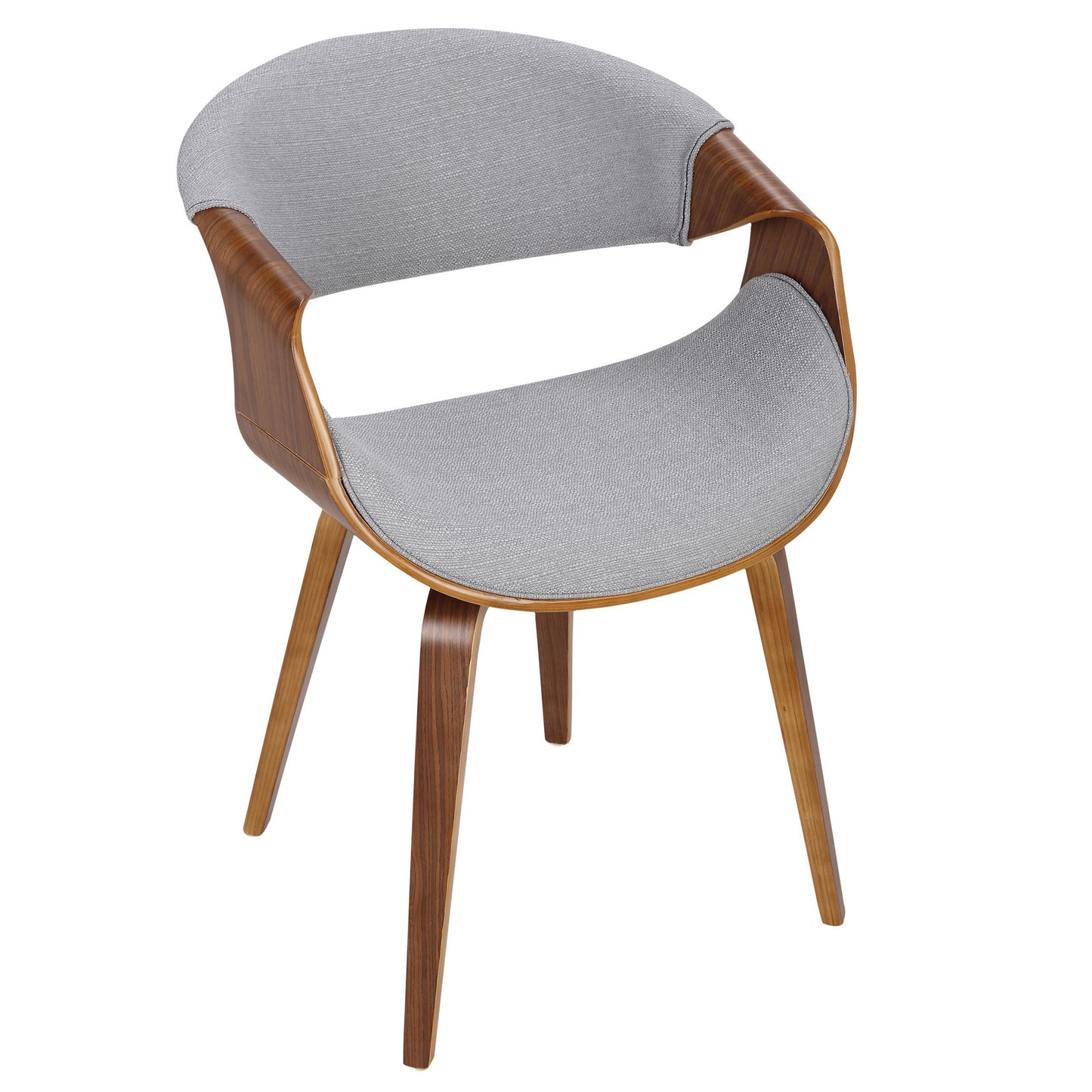 Mid-Century Modern Dining/Accent Chair in Walnut Wood and Charcoal Fabric by Majestic Office Furniture - Set of 2