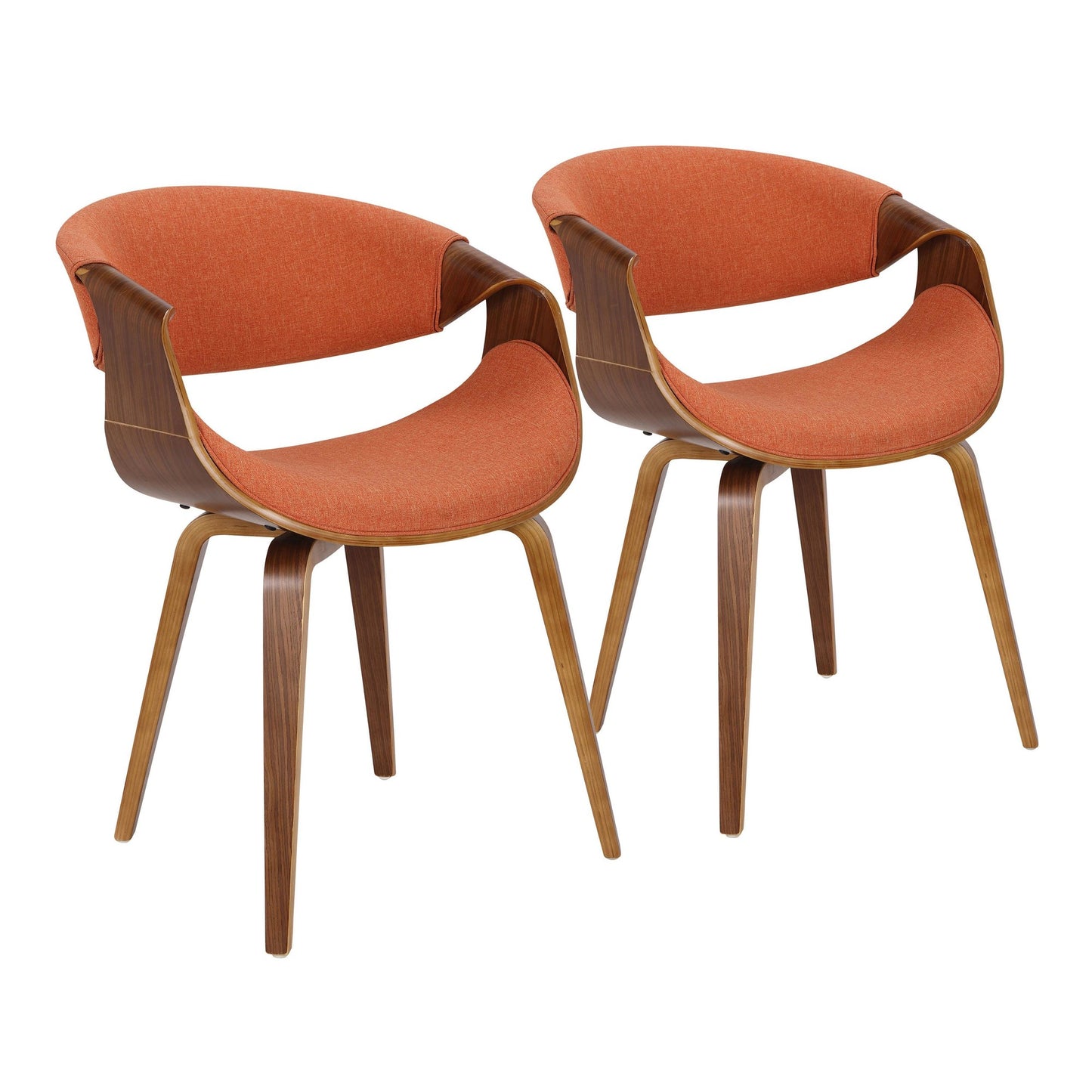 Mid-Century Modern Dining/Accent Chair in Walnut Wood and Charcoal Fabric by Majestic Office Furniture - Set of 2