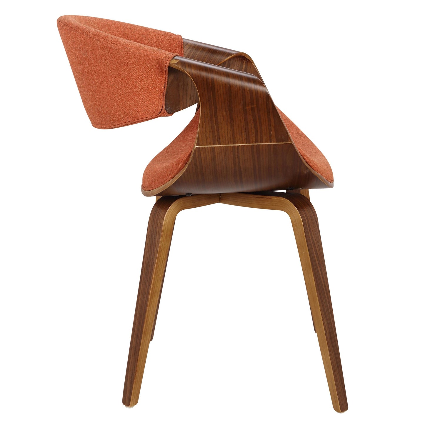 Mid-Century Modern Dining/Accent Chair in Walnut Wood and Charcoal Fabric by Majestic Office Furniture - Set of 2