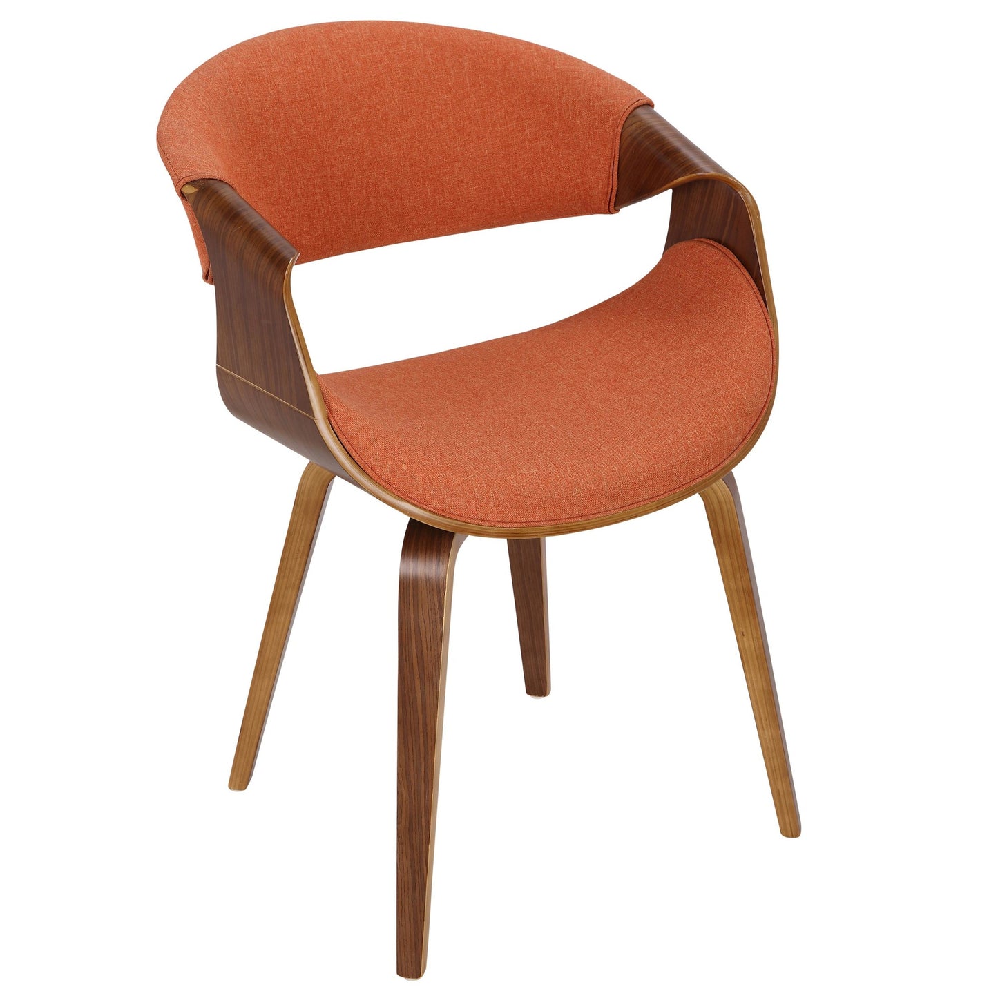 Mid-Century Modern Dining/Accent Chair in Walnut Wood and Charcoal Fabric by Majestic Office Furniture - Set of 2
