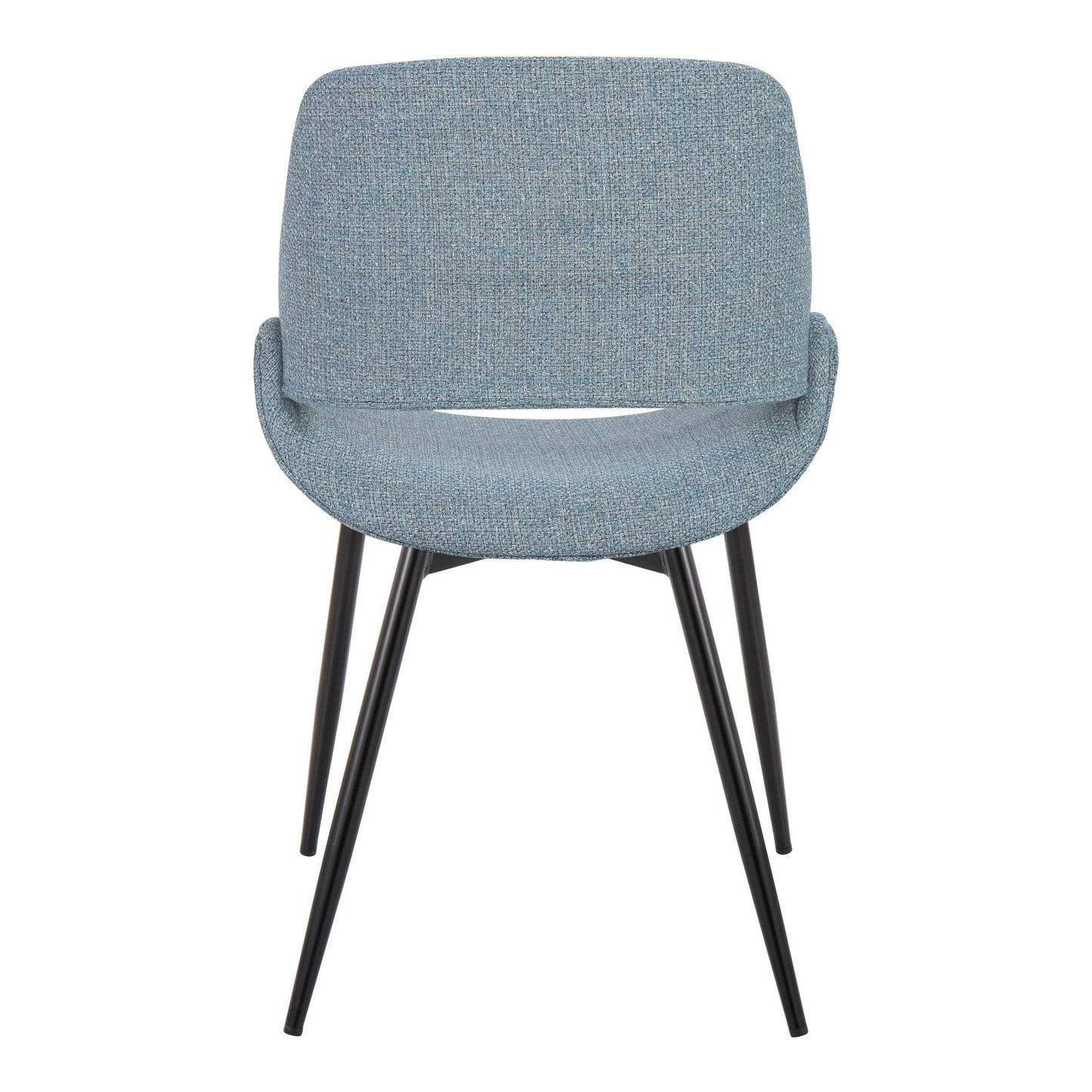 Majestic Office Furniture Mid-Century Modern Accent/Dining Chair in Natural Wood and Blue Fabric - Set of 2
