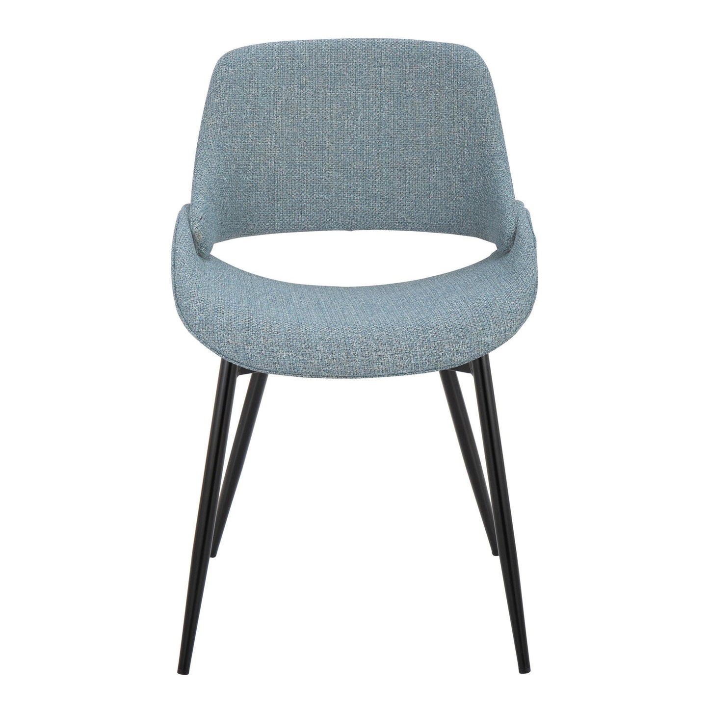 Majestic Office Furniture Mid-Century Modern Accent/Dining Chair in Natural Wood and Blue Fabric - Set of 2