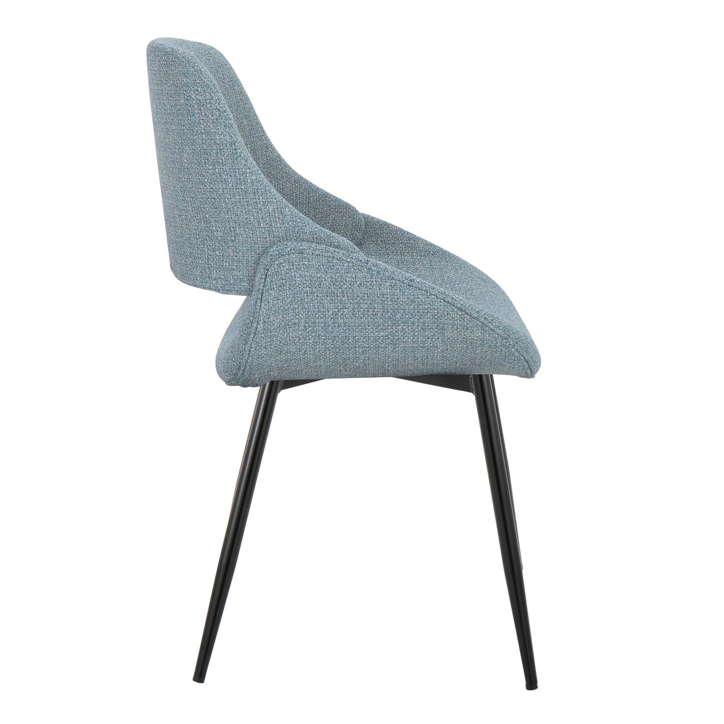 Majestic Office Furniture Mid-Century Modern Accent/Dining Chair in Natural Wood and Blue Fabric - Set of 2