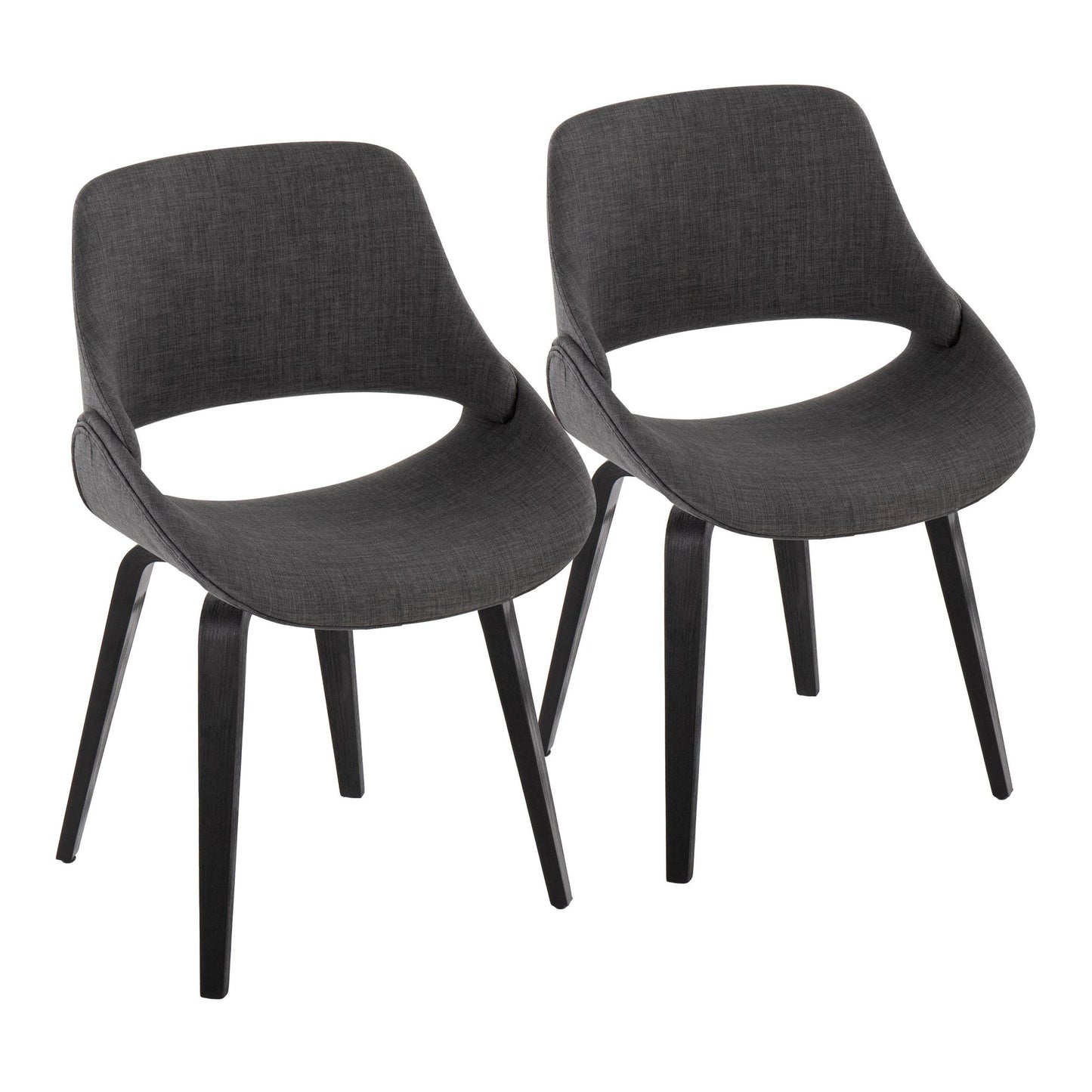 Majestic Office Furniture Mid-Century Modern Accent/Dining Chair in Natural Wood and Blue Fabric - Set of 2