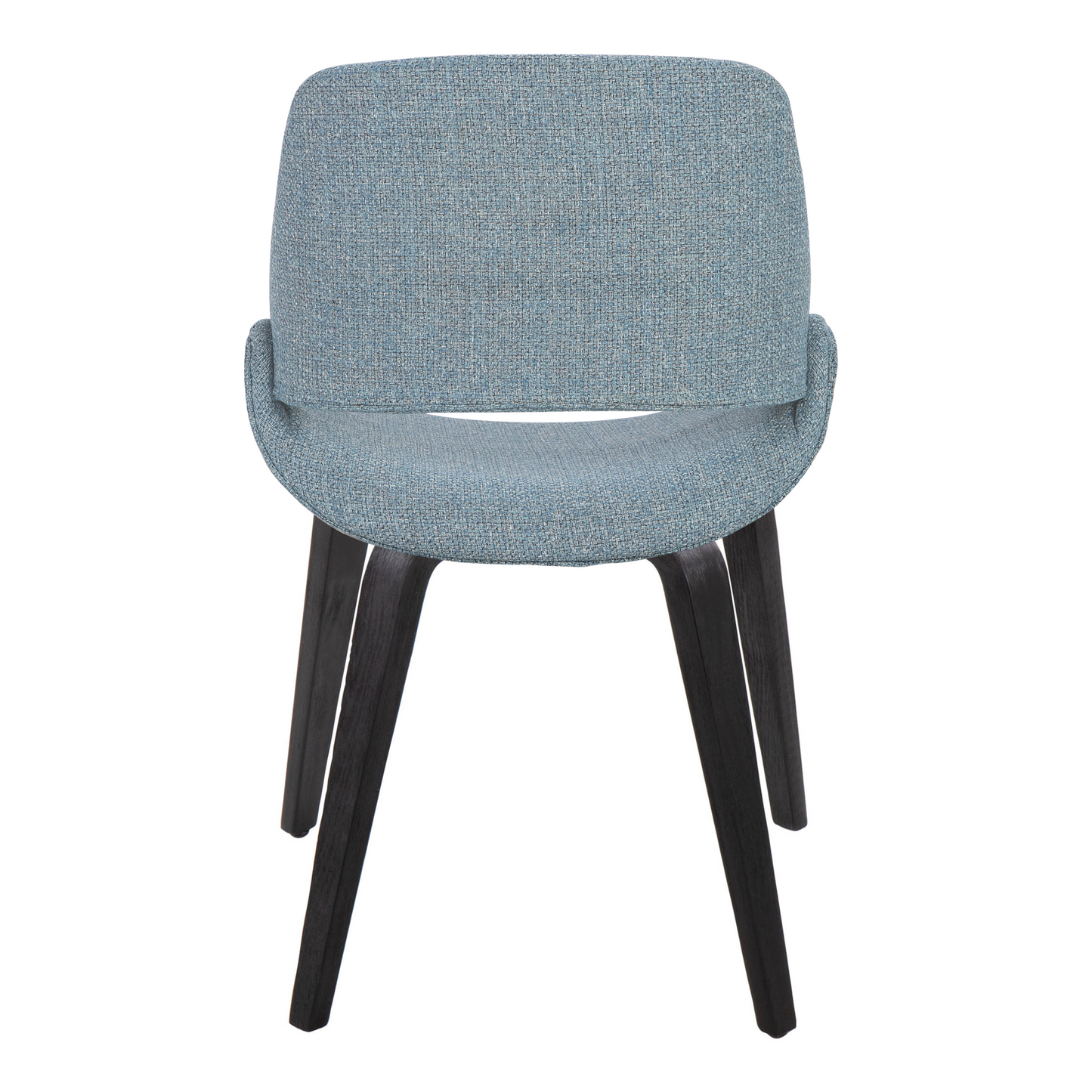 Majestic Office Furniture Mid-Century Modern Accent/Dining Chair in Natural Wood and Blue Fabric - Set of 2