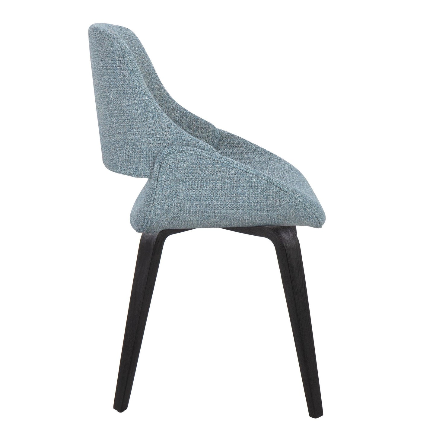 Majestic Office Furniture Mid-Century Modern Accent/Dining Chair in Natural Wood and Blue Fabric - Set of 2
