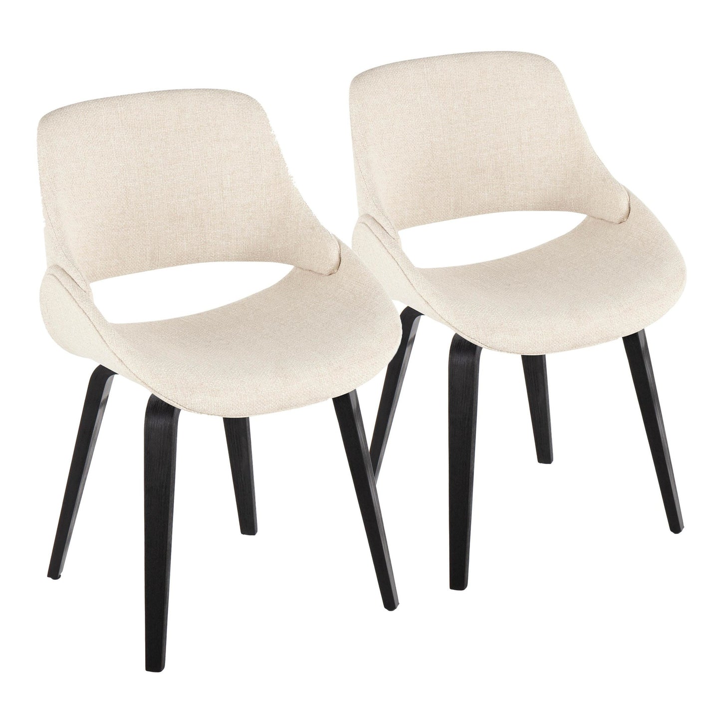 Majestic Office Furniture Mid-Century Modern Accent/Dining Chair in Natural Wood and Blue Fabric - Set of 2