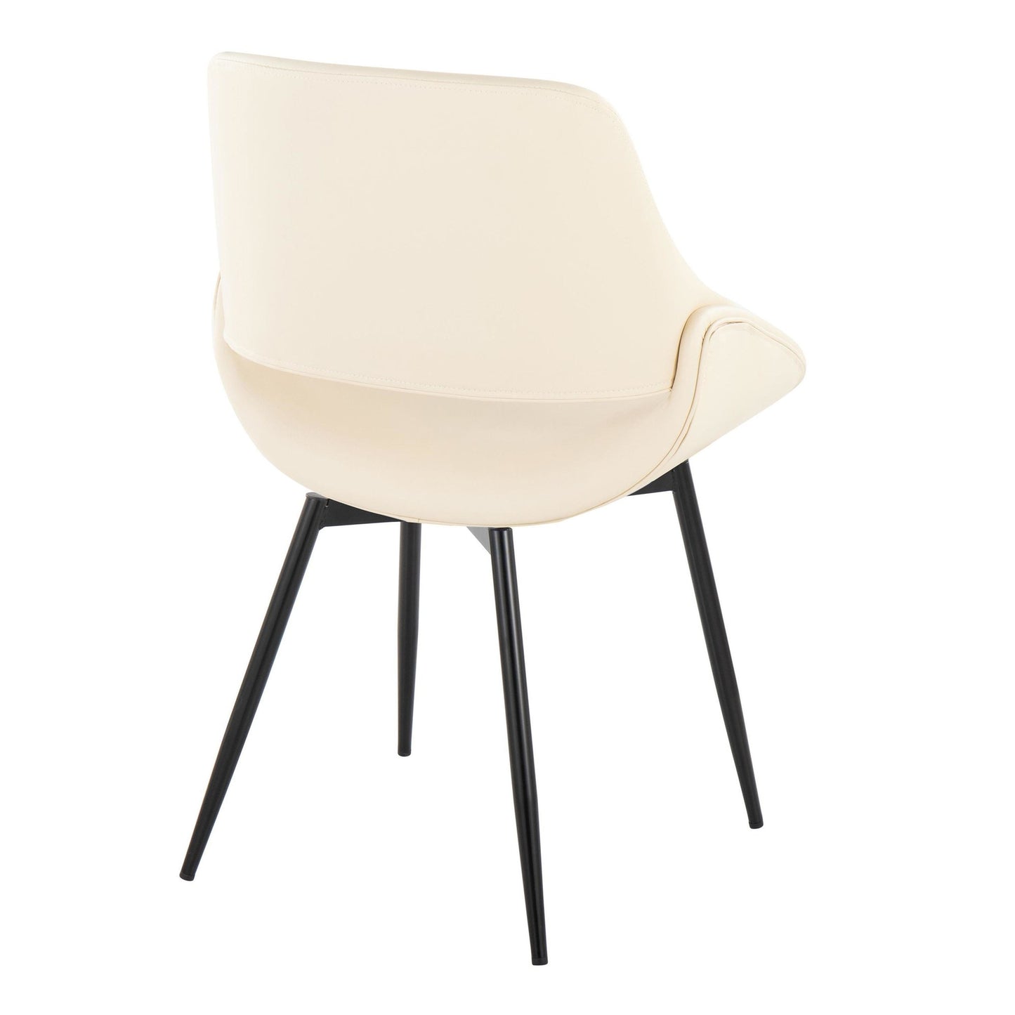 Mid-Century Modern Accent/Dining Chair in Black Metal and Cream Faux Leather by Majestic Office Furniture - Set of 2